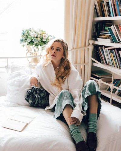 Saoirse-Monica Jackson tailored navy dress with subtle embellishments