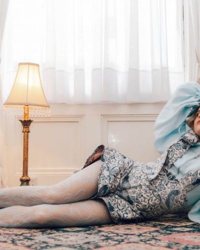 Saoirse-Monica Jackson sophisticated navy gown with minimalist design