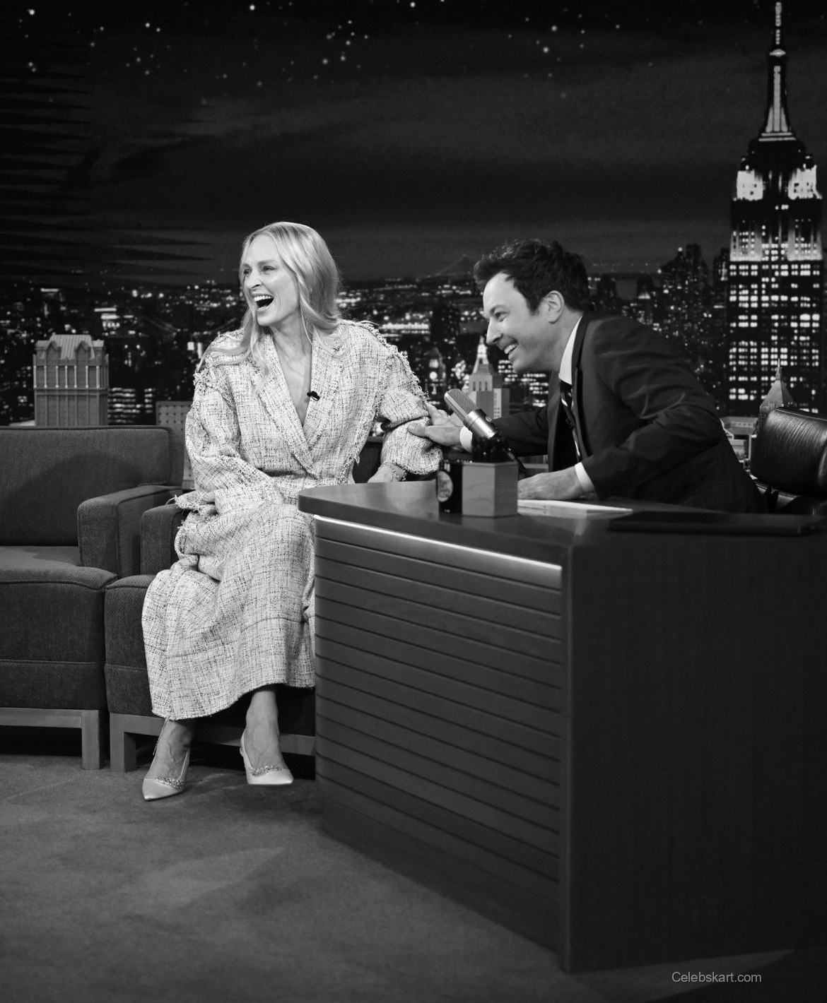 Uma Thurman Dazzles On Jimmy Fallon Show With Striking Outfit, March 2026 3
