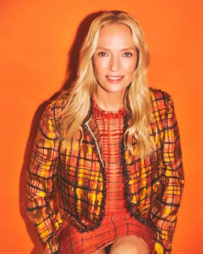 Uma Thurman wearing magazine look at appearance 2026