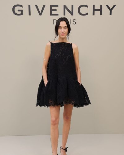 Alexa Chung black lace dress with a modern cut and design