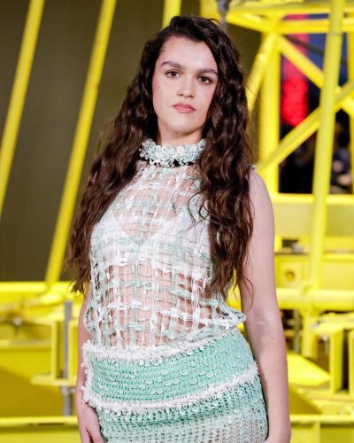 Amaia Romero mint dress a modern silhouette and vibrant color