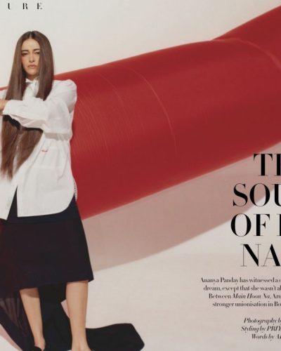 Ananya Panday in multicolored plaid jacket and flowing skirt