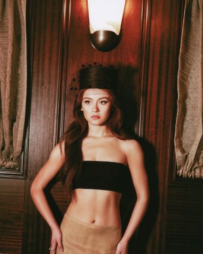 Anna Cathcart sophisticated satin dress with gentle lace details