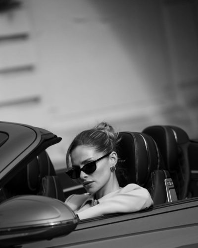 Anna Maria Olbrych in a black gown with clean lines