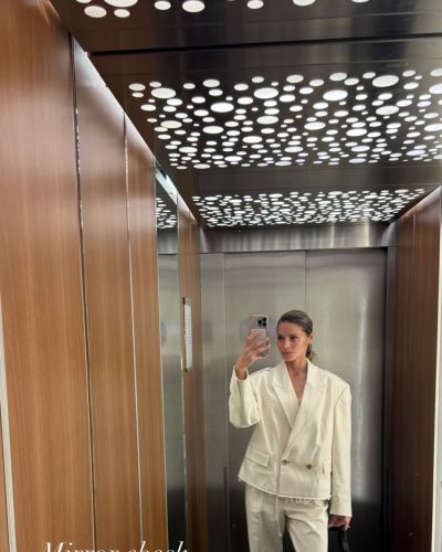 Anna Maria Olbrych in a pastel pink dress with delicate details