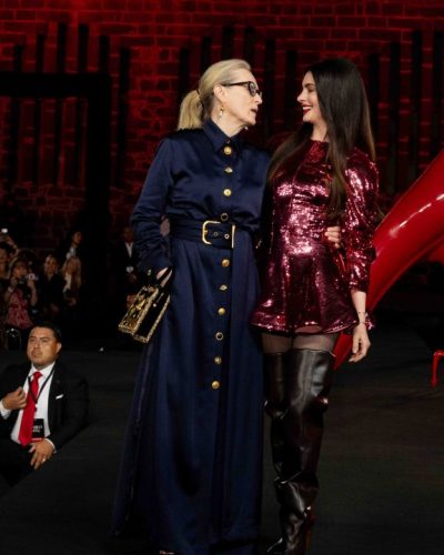 Meryl Streep graceful silhouette in classic black gown