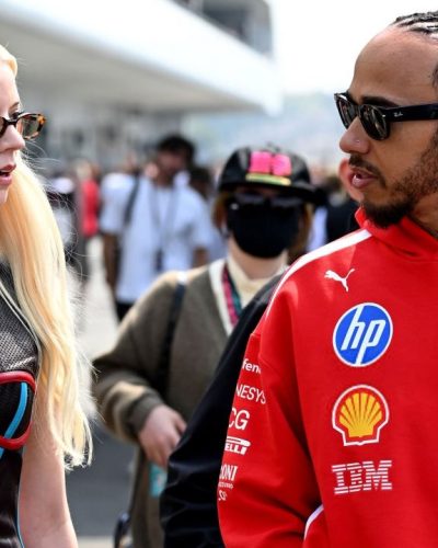 Anya Taylor-Joy in bright mesh top and sleek leather pants