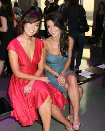 Audrina Patridge soft grey dress clinging to her curves