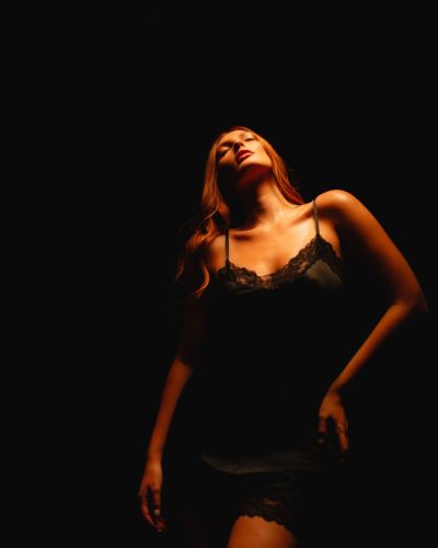 Avamarie Schroeder in a stylish black lace outfit