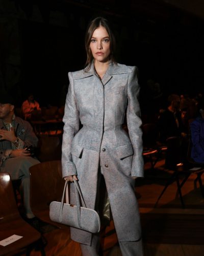 Barbara Palvin tailored blue suit with a clean silhouette
