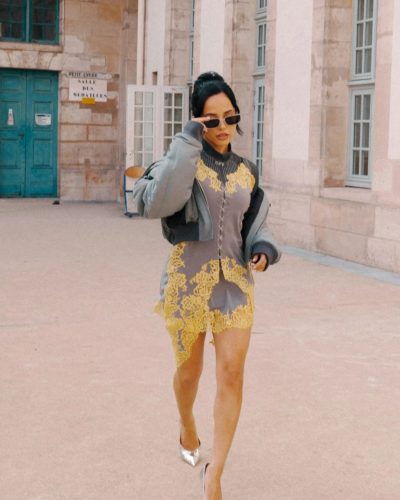 Becky G cozy oversized bomber jacket style