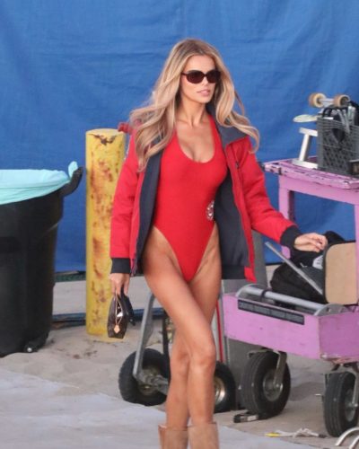 Brooks Nader Sizzles In Red Swimsuit At Baywatch 2023