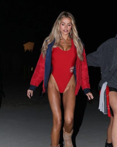 Brooks Nader Sizzles In Red Swimsuit At Baywatch 2023 12