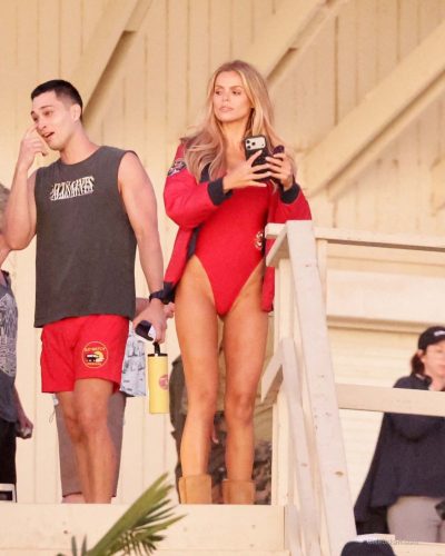 Brooks Nader Sizzles In Red Swimsuit At Baywatch 2023 3