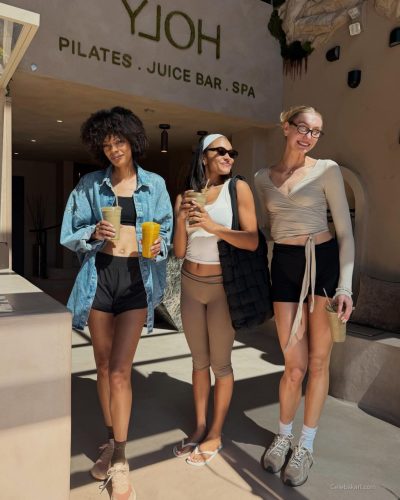 Cameron Brink dressed in yellow dress featuring playful color mix.