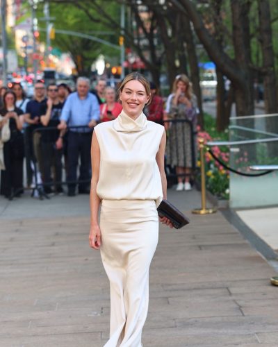 Camille Rowe in white gown at Gala Screening image 2