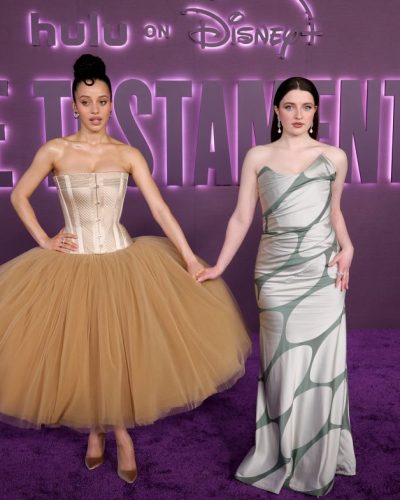 Chase Infiniti wearing voluminous tulle skirt in soft beige.