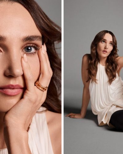 Chloe Fineman elegant cream top with subtle sheen