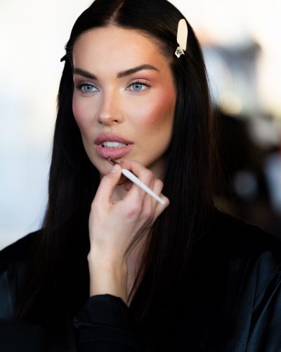 Daria Dereviankina floral-embellished dress in vibrant colors