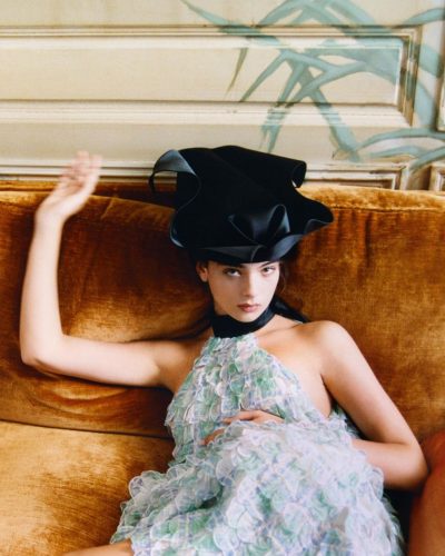 Deva Cassel in a stylish floral dress with light colors