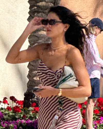 Eiza Gonzalez in light-colored dress with delicate straps