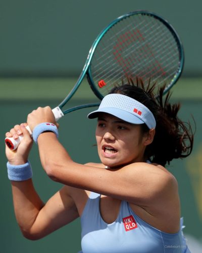 Emma Raducanu pleated skirt and fitted top in light blue