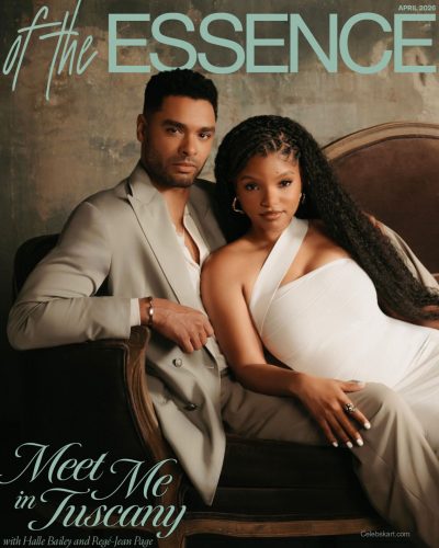 Halle Bailey a white one-shoulder dress with radiant skin.