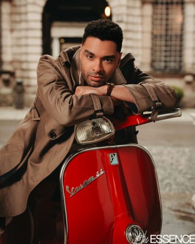 Halle Bailey dressed in a minimalist white gown with soft lighting.