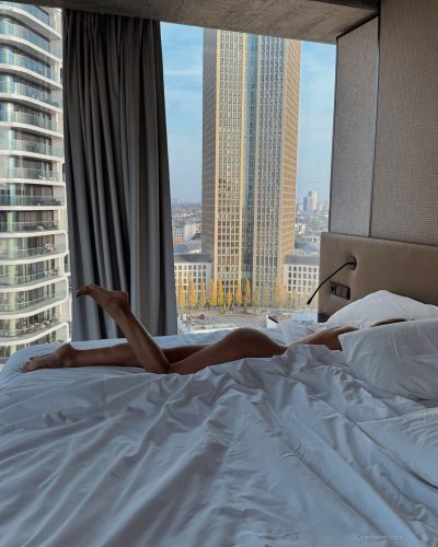 Ilona Arsentieva black dress featuring intricate lace design