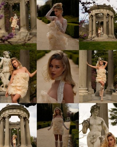 Ilona Arsentieva airy dress with gentle layers and scarf