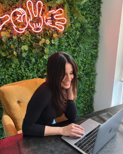 Jessica Lowndes black crop top and fitted black leggings