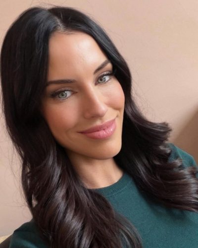 Jessica Lowndes stylish black crop top and black leggings