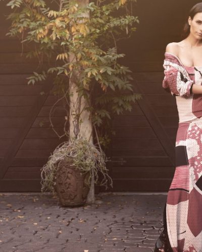 Jordana Brewster in a chic gown with a flattering drape