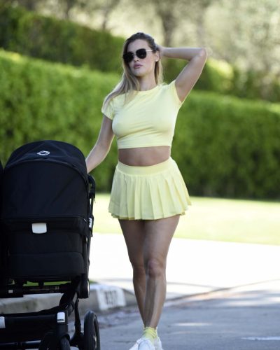 Joy Corrigan Steps Out With Twin Boys In Yellow, 2023