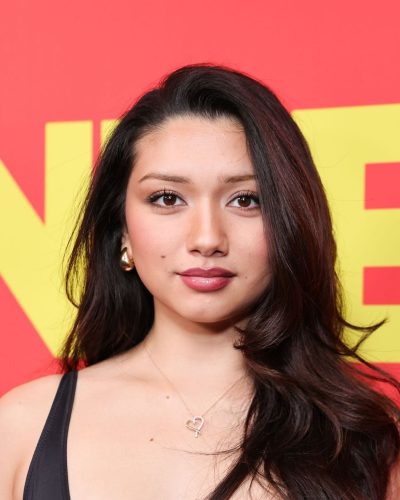 Julia Garcia fitted black bodysuit with wide-leg pinstripe trousers