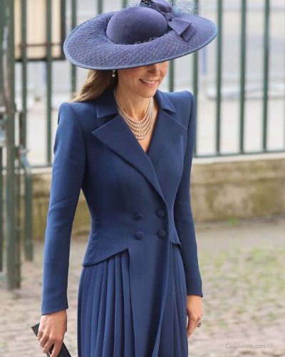Kate Middleton navy blue coat dress with double-breasted design