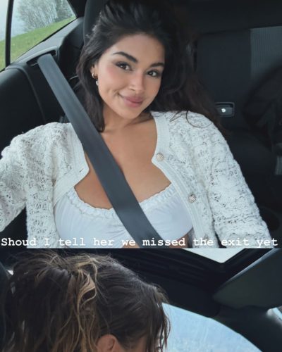 Komal Ilsanker showcases white skirt