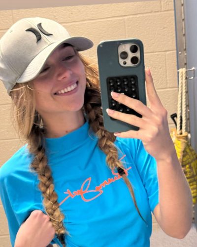 Kyla Dodds in bright red bikini enjoying Miami sun