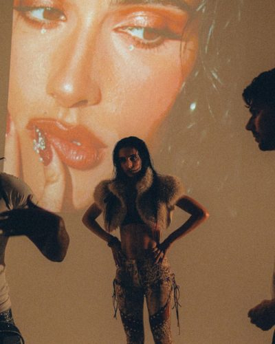 Kylie Cantrall wearing eye-catching leopard-print trousers