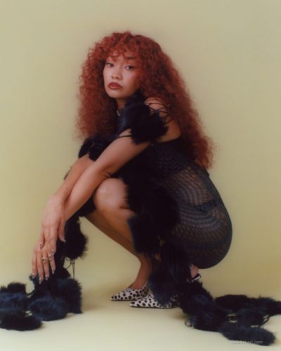 Leigh-Anne Pinnock in yellow ruffle dress with daring cut