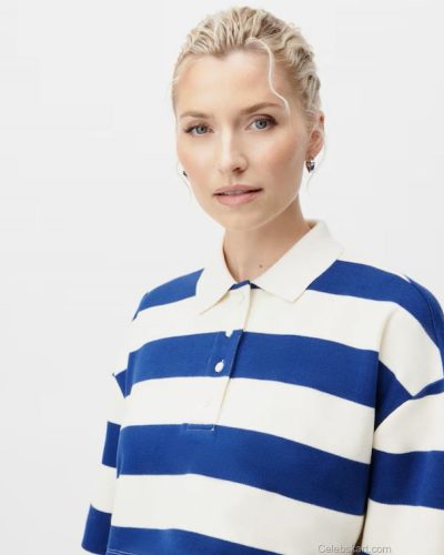 Lena Gercke rich brown sweater paired with tailored trousers