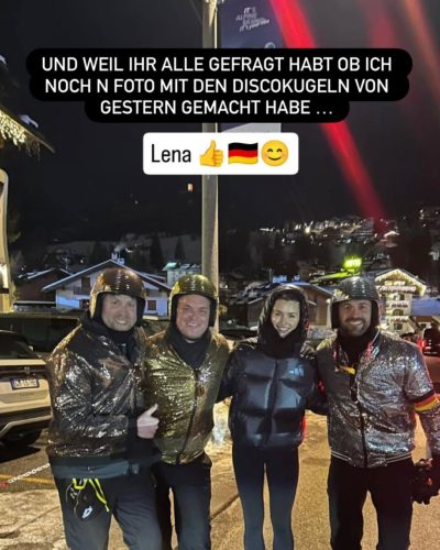 Lena Gercke warm brown and white color scheme outfit