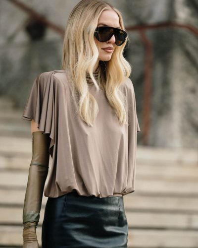 Leonie Hanne transparent heeled sandals complementing chic style