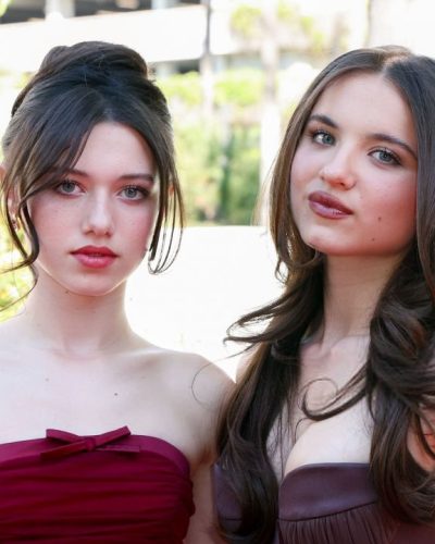 Madeleine McGraw burgundy dress with sweetheart neckline and ruffles