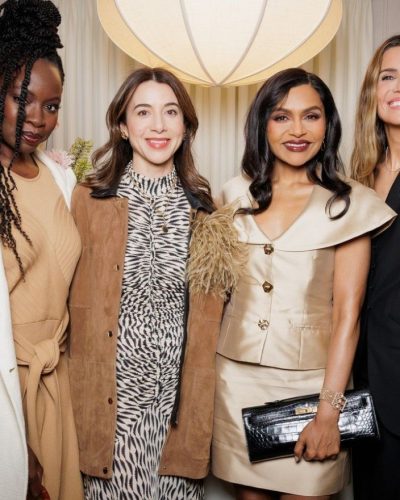 Mandy Moore in black blazer and sleek black pants