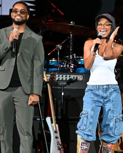 Marsai Martin in black cap and colorful embroidered boots
