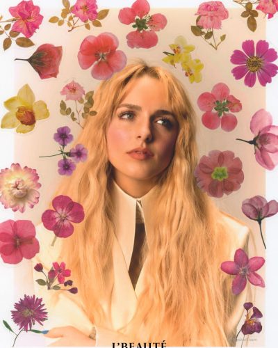 McKenna Grace light textured blouse paired with oversized blazer