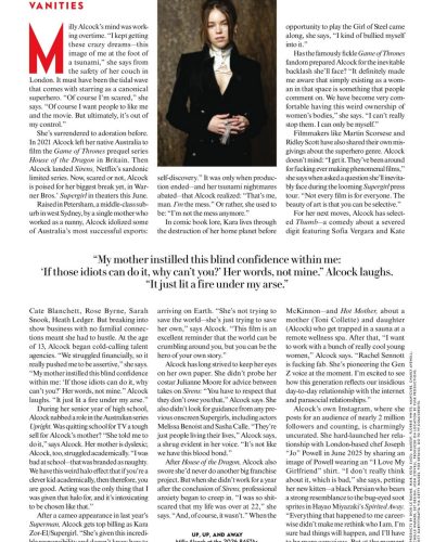 Milly Alcock featuring a comfortable, earthy color shirt.