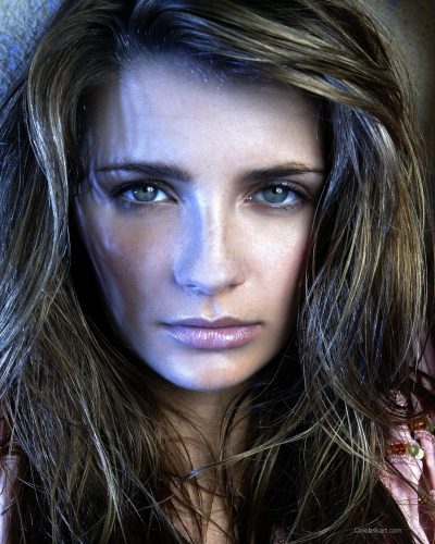 Mischa Barton black top with playful lace accents